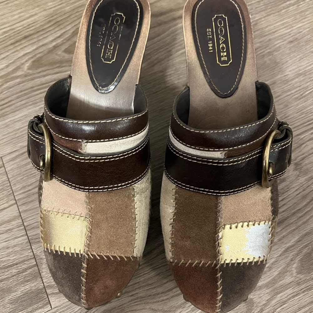 Multicolor Coach Patchwork Mules - image 2